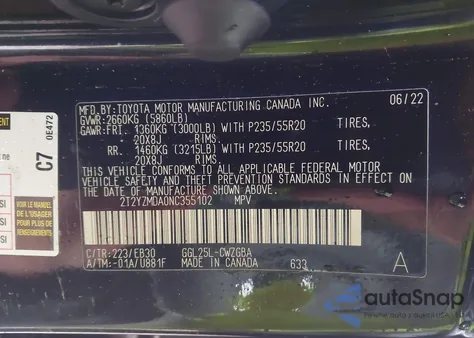 2022 Lexus Rx 350 F Sport Handling из США, поврежденный, VIN 2T2YZMDA0NC355102